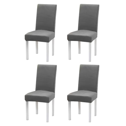 Flearitzo Samt Stuhlhussen 4er Set Strech Stuhlbezüge Warm Halten Abnehmbar waschbar Stuhlhussen für Esszimmerstühle Hochlehner Bankett(Dunkelgrau) von Flearitzo