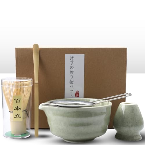Matcha Set - Matcha Tea Set 5 stück Matcha Set für Einsteiger mit Matcha-Besen Matcha Filtersieb Matcha-Schale mit Ausgießer Chasen und Matcha Löffel Geschenk für Matcha-Liebhaber Teeliebhaber von Flearitzo