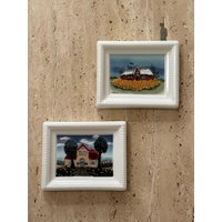 2Er Set Villeroy & Boch Porzellan Bilder Miniaturen Ursula Zahn Cottagecore Haus Häuser Gallery Wall Art von FleasSchatz