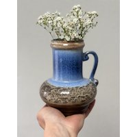 Strehla Keramik Vase Fat Lava Ddr Gdr Blau Grau Vintage Mit Henkel 70Er 70S Pottery German Steingut Blumenvase Brutalist Mcm von FleasSchatz