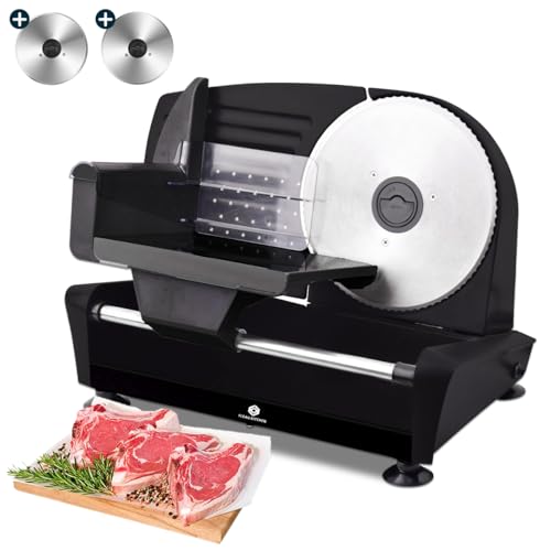Fleau Kitchen Profi-Fleischschneider – inklusive 2x Edelstahl-Schneidmesser – Stärke verstellbar – multifunktional – leistungsstarker Motor – Allzweckschneider – Aufschnittmaschine für Zuhause Fleau Kitchen Profi-Fleischschneider – inklusive 2x Edelstahl-Schneidmesser – Stärke verstellbar – multifunktional – leistungsstarker Motor – Allzweckschneider – Aufschnittmaschine für Zuhause von Fleau
