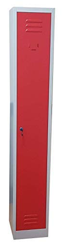 F.T. Einzelspind Spind Schließfachschrank Metallschrank Mehrzweckschrank Umkleideschrank Garderobenschrank 30x30x180H (Rot) von Fleda TRADING