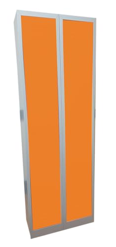 Fleda TRADING Ankleiderschrank aus Metall mit 2 Steckplätzen, mit farbigen Türen, Maße: 60 x 30 x 180 (H) cm (Orange) von Fleda TRADING