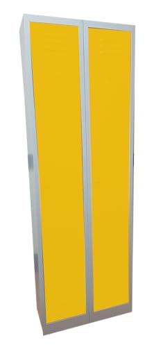 Fleda TRADING Ankleiderschrank aus Metall mit 2 Steckplätzen, mit farbigen Türen, Maße: 60 x 30 x 180 (H) cm (gelb) von Fleda TRADING