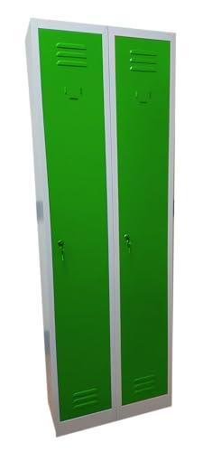 Fleda TRADING Ankleiderschrank aus Metall mit 2 Steckplätzen, mit farbigen Türen, Maße: 60 x 30 x 180 (H) cm (grün) von Fleda TRADING