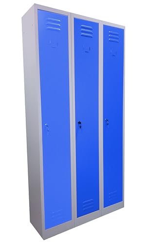 Fleda TRADING Ankleiderschrank aus Metall mit 3 Steckplätzen, mit farbigen Türen, Maße: 90 x 30 x 180 (H) cm (BLU) von Fleda TRADING