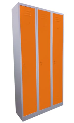 Fleda TRADING Ankleiderschrank aus Metall mit 3 Steckplätzen, mit farbigen Türen, Maße: 90 x 30 x 180 (H) cm (Orange) von Fleda TRADING