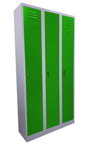 Fleda TRADING Ankleiderschrank aus Metall mit 3 Steckplätzen, mit farbigen Türen, Maße: 90 x 30 x 180 (H) cm (grün) von Fleda TRADING