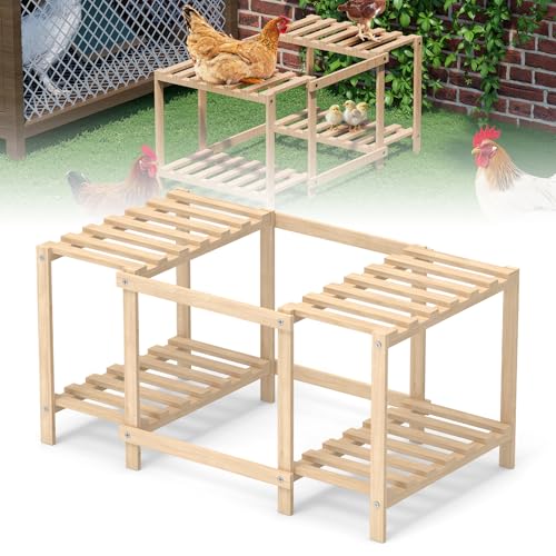 Flehomo Hühnersitzstange Holz Roosting Bars mit Leiter für Hühnerstall & Hühner Dschungel Gym Spielzeug für Küken & Hühner von Flehomo