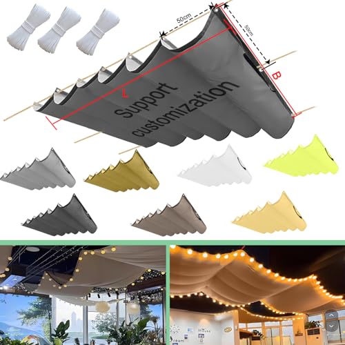 Einziehbar Welle Sonnensegel 100x300cm(BxL) Verstellbar Schattenabdeckung Sonnenschutz Wasserdicht Outdoor Pergola UV-beständig Markise Anwendbar auf Terrasse Garten Dunkelgrau von Flei