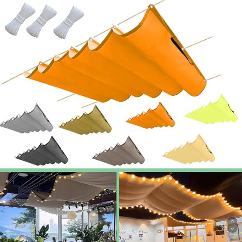 Einziehbar Welle Sonnensegel 50x250cm(BxL) Verstellbar Schattenabdeckung Sonnenschutz Wasserdicht Outdoor Pergola UV-beständig Markise Anwendbar auf Terrasse Garten orangefarbene Farbe von Flei