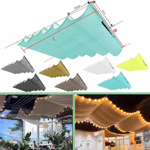 Einziehbar Welle Sonnensegel 60x500cm(BxL) Verstellbar Schattenabdeckung Sonnenschutz Wasserdicht Outdoor Pergola UV-beständig Markise Anwendbar auf Terrasse Garten Seeblau von Flei