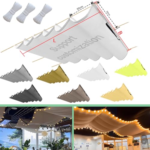 Einziehbar Welle Sonnensegel 70x250cm(BxL) Verstellbar Schattenabdeckung Sonnenschutz Wasserdicht Outdoor Pergola UV-beständig Markise Anwendbar auf Terrasse Garten Weiß von Flei