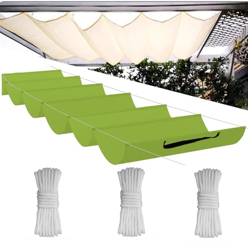 Einziehbare Welle Sonnensegel,Wellenmarkise Verstellbar Schutz vor UV-Strahlungen,Sonnenschutz,Wasserdicht,Garten,1.6x5.5M,Apfelgrün von Flei