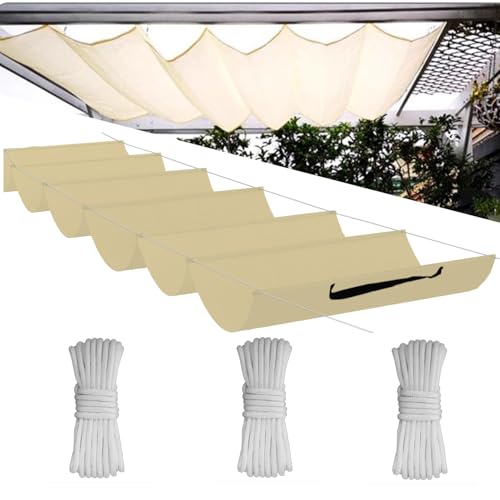 Einziehbare Welle Sonnensegel,Wellenmarkise Verstellbar Schutz vor UV-Strahlungen,Sonnenschutz,Wasserdicht,Garten,2.5x6.5M,Ginstergelb von Flei