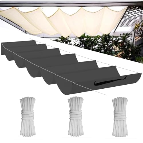 Einziehbare Welle Sonnensegel,Wellenmarkise Verstellbar Schutz vor UV-Strahlungen,Sonnenschutz,Wasserdicht,Garten,3.5x4.5M,Dunkelgrau von Flei