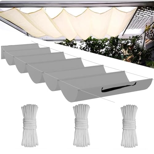 Einziehbare Welle Sonnensegel,Wellenmarkise Verstellbar Schutz vor UV-Strahlungen,Sonnenschutz,Wasserdicht,Garten,0.9x4M,Grau von Flei