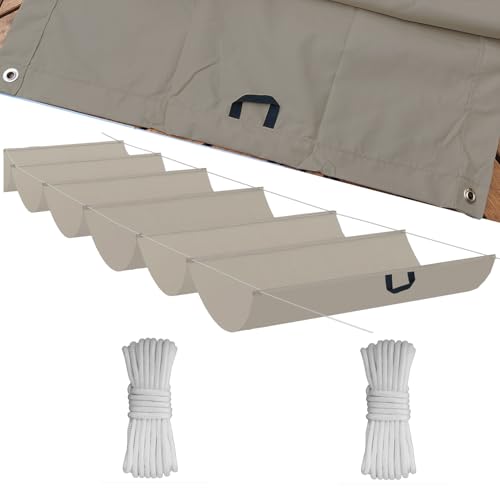 Einziehbare Welle Sonnensegel,Wellenmarkise Verstellbar Schutz vor UV-Strahlungen,Sonnenschutz,Wasserdicht,Garten,2x8M,Khaki von Flei