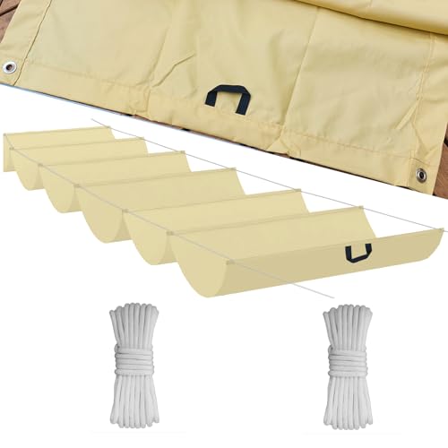 Einziehbare Welle Sonnensegel,Wellenmarkise Verstellbar Schutz vor UV-Strahlungen,Sonnenschutz,Wasserdicht,Garten,0.7x4.5M,Sandfarbe von Flei