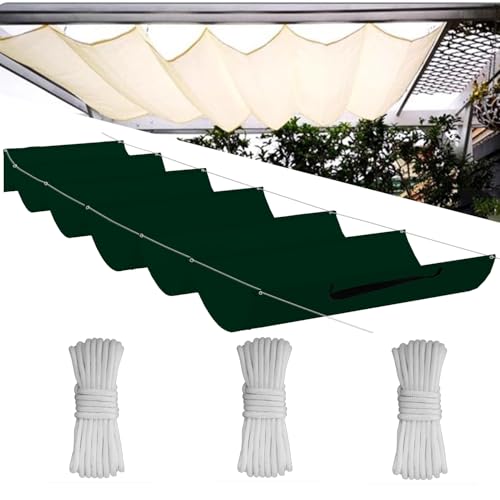 Einziehbare Welle Sonnensegel,Wellenmarkise Verstellbar Schutz vor UV-Strahlungen,Sonnenschutz,Wasserdicht,Garten,0.5x3M,Dunkelgrün von Flei