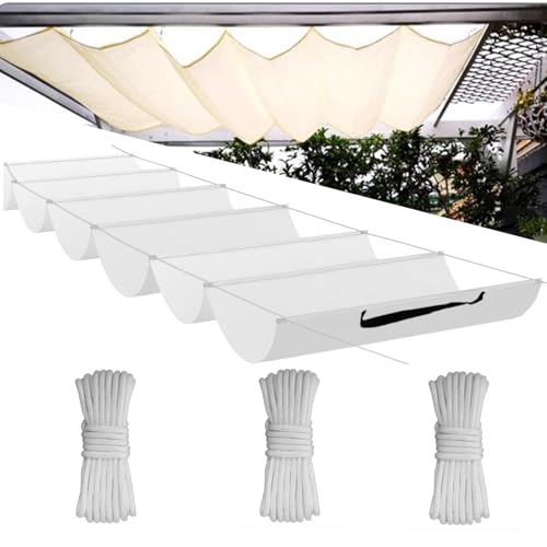 Einziehbare Welle Sonnensegel,Wellenmarkise Verstellbar Schutz vor UV-Strahlungen,Sonnenschutz,Wasserdicht,Garten,4x5M,Weiss von Flei