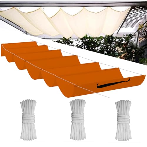 Einziehbare Welle Sonnensegel,Wellenmarkise Verstellbar Schutz vor UV-Strahlungen,Sonnenschutz,Wasserdicht,Garten,1.5x3M,Orange von Flei