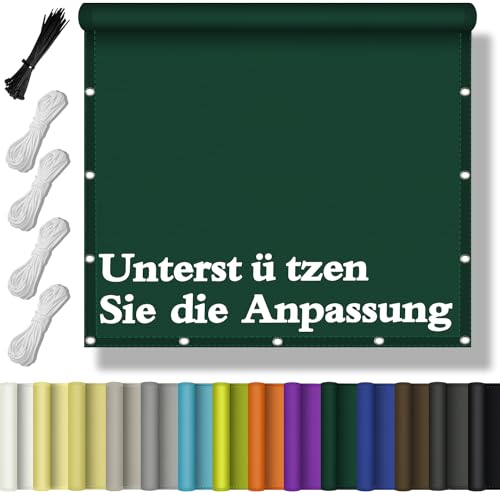 Flei Sonnensegel Wasserdicht Rechteckig, Schattentuch UV-Schutz Sunsegel Reißfest Maschinenwäsche mit Ösen und Seil für Garten Balkon Terrasse Zaunblende AußEnbereich Schwimmbad 1.2x1.4M - Dunkelgrün von Flei