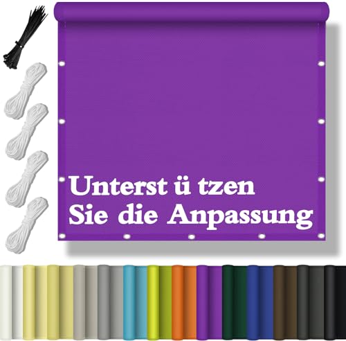 Flei Sonnensegel Wasserdicht Rechteckig, Schattentuch UV-Schutz Sunsegel Reißfest Maschinenwäsche mit Ösen und Seil für Garten Balkon Terrasse Zaunblende AußEnbereich Schwimmbad 1.8x2.4M - Lila von Flei
