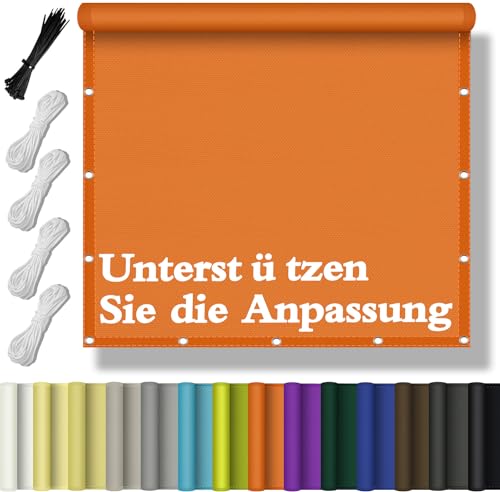 Flei Sonnensegel Wasserdicht Rechteckig, Schattentuch UV-Schutz Sunsegel Reißfest Maschinenwäsche mit Ösen und Seil für Garten Balkon Terrasse Zaunblende AußEnbereich Schwimmbad 1.8x2.6M - Orange von Flei