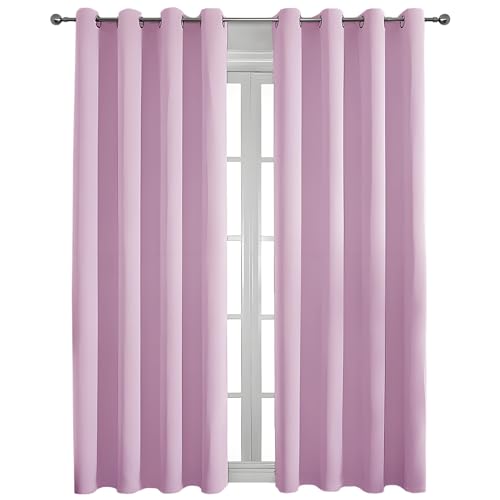 Flei Verdunkelnde Gardinen, Gardinen Blickdichte Luftig, modern und langlebig für Schlafzimmer Wohnzimmer-100x300cm-Hellpink-(B x H) 1er Set von Flei