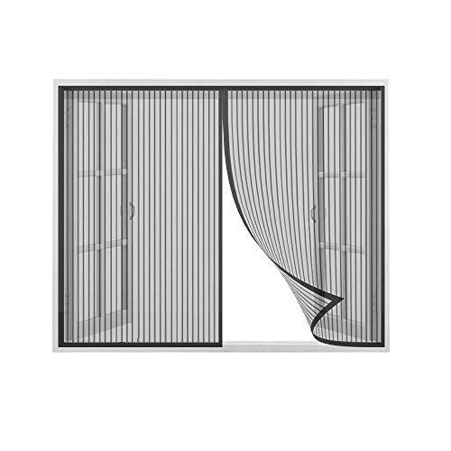 Magnet Fliegengitter Fenster, Fenster Fliegengitter Fenster Magnet Auto geschlossen, faltbar, for Türen/Fenster - Schwarz 105x120cm(WxH) von Flei