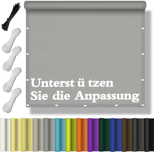 Sonnensegel, Wasserdicht Sonnenschutz Segel im Viele Größe und Farben, Nach Maß Sonnendach mit ösen, Windschutz UV-Schutz inkl Befestigungsseile-Hellgrau-1.6x4.0M für Terrasse Balkon Garten von Flei