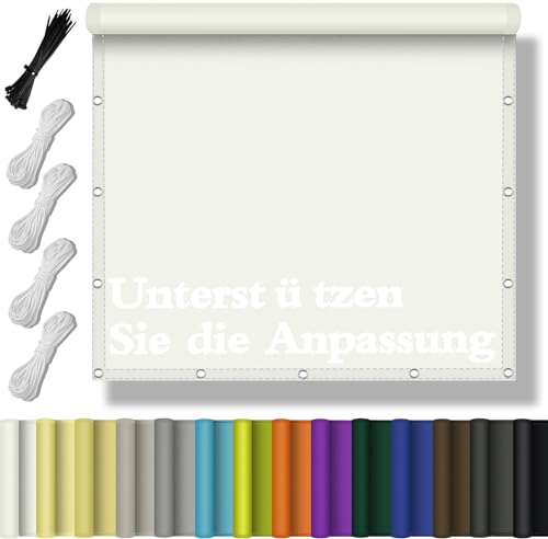 Sonnensegel, Wasserdicht Sonnenschutz Segel im Viele Größe und Farben, Nach Maß Sonnendach mit ösen, Windschutz UV-Schutz inkl Befestigungsseile-Weiß-1.0x3.0M für Terrasse Balkon Garten von Flei