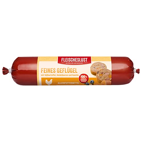 Fleischeslust Feines Geflügel mit Karotten, Süßkartoffel und Kamille Wurst (1 x 800 Gramm) von Fleischeslust