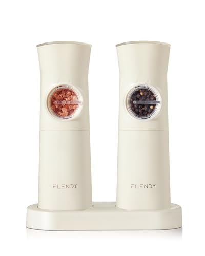 Flendy Schwerkraft elektrische Salz und Pfeffermühle Set, 2er-Set Wiederaufladbare elektrische Salz und Pfefferstreuer mit USB-C Ladestation, Gewürzmühle elektrisch für trockene Gewürze Flendy Schwerkraft elektrische Salz und Pfeffermühle Set, 2er-Set Wiederaufladbare elektrische Salz und Pfefferstreuer mit USB-C Ladestation, Gewürzmühle elektrisch für trockene Gewürze von Flendy