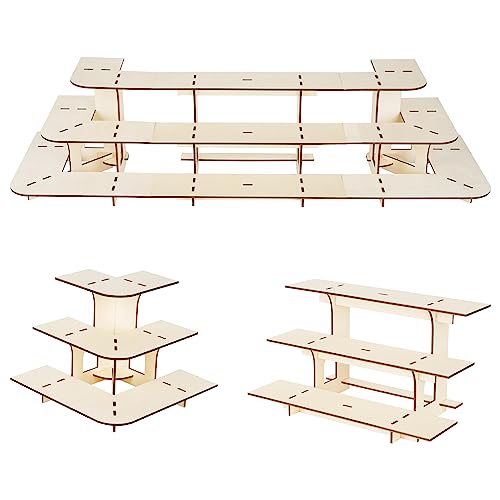Flenpptly Einzelhandel Display Regale Display Ständer Einzelhandel Tisch Holz 3 Tiers Display Rack Tragbare Regal Rack für Einzelhandel Theke Top Handwerk Shows Landwirte Markt Messen (2 Eck+1 Gerade) von Flenpptly