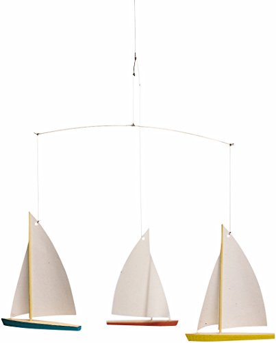 Flensted Mobiles Dinghy Regatta 3 Mobile, Stahl, Mehrfarbig, 28x38 cm von Flensted Mobiles