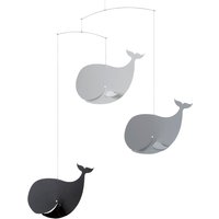 Flensted Mobiles - Happy Whales Mobile, schwarz / grau von Flensted Mobiles