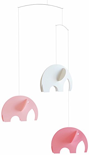 Flensted Olephants, Mobile, Stahl, pink/weiß, 47x30cm von Flensted Mobiles