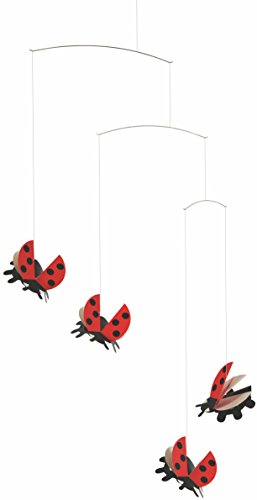 Flensted f30113 Lady Bird Mobile, Stahl, rot/schwarz, 56x37cm von Flensted Mobiles