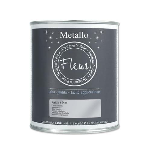 Fleur Paint 13242 – metallisierte Mineralfarbe (auf Wasserbasis, 750 ml Farbe Aston Silver von Fleur Paint