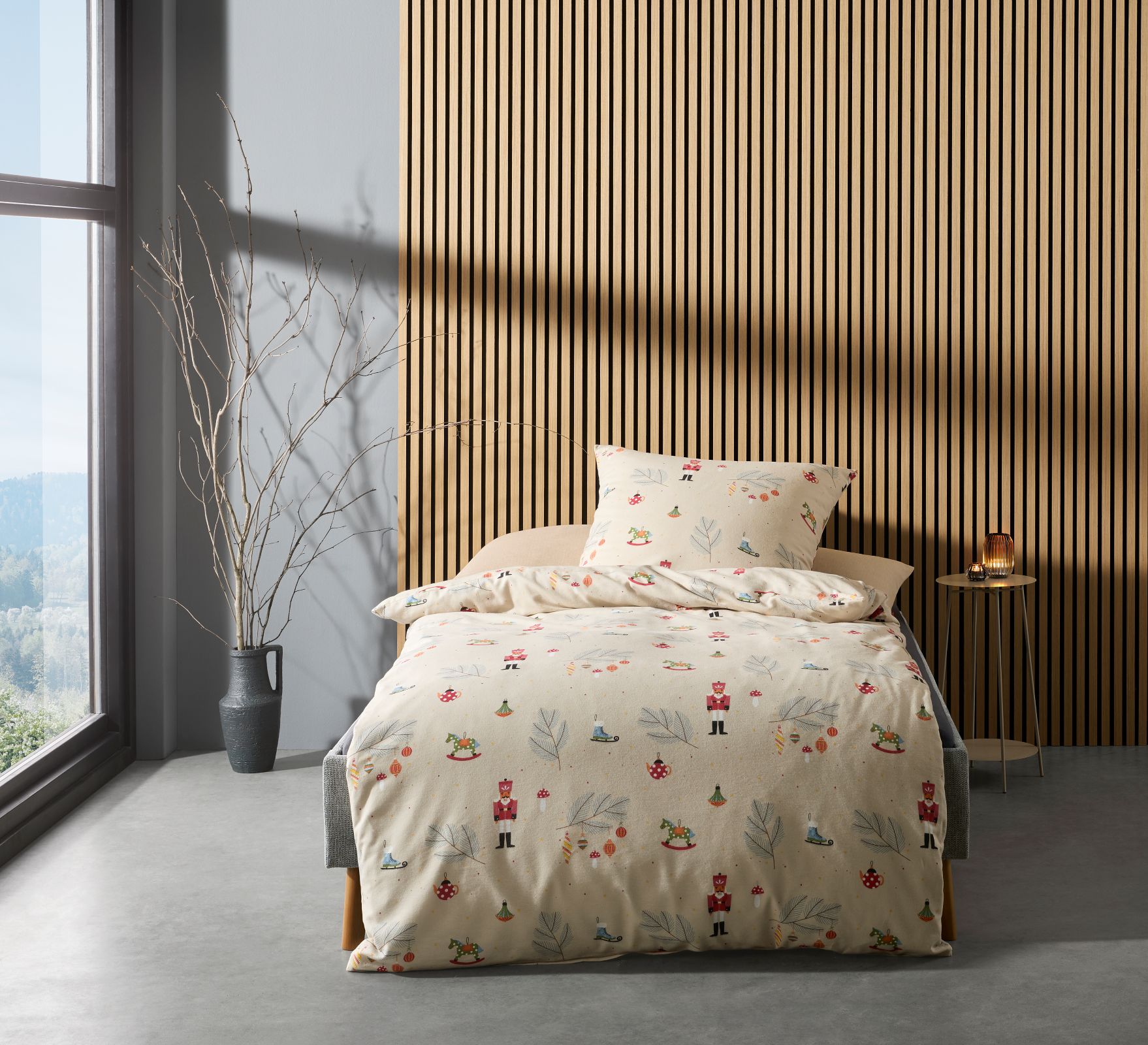 Fleuresse Aspen Biber Bettwäsche 155x220 Nussknacker Zweige Kugeln 434475-07 von Fleuresse GmbH