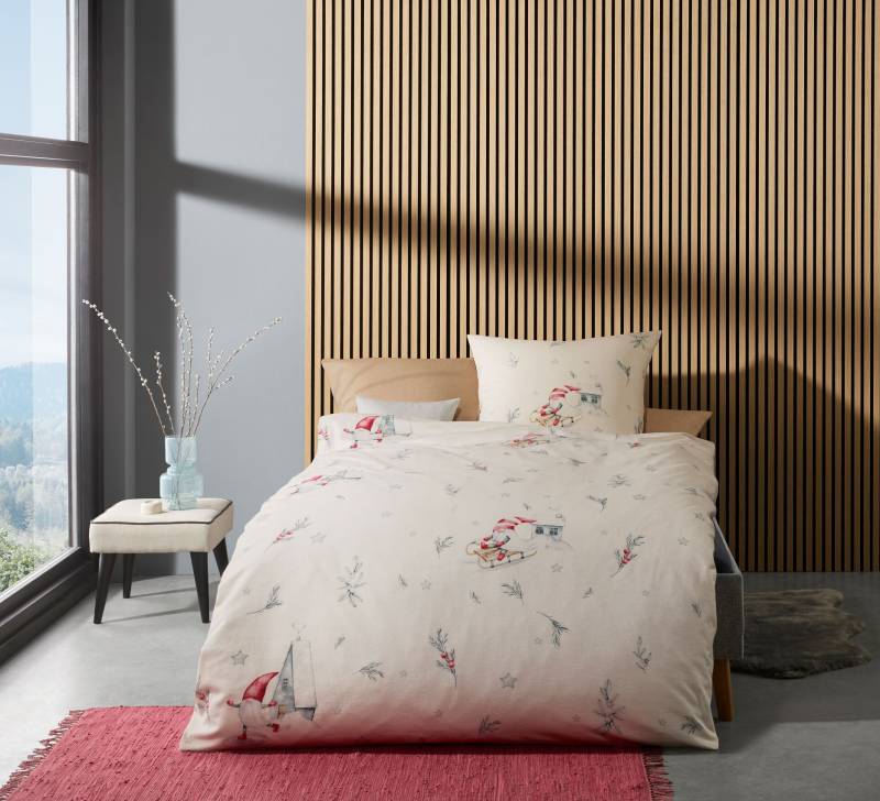 Fleuresse Aspen Biber Bettwäsche 155x220 Wichtel Zweige Häuser Schnee 434551-04 von Fleuresse GmbH