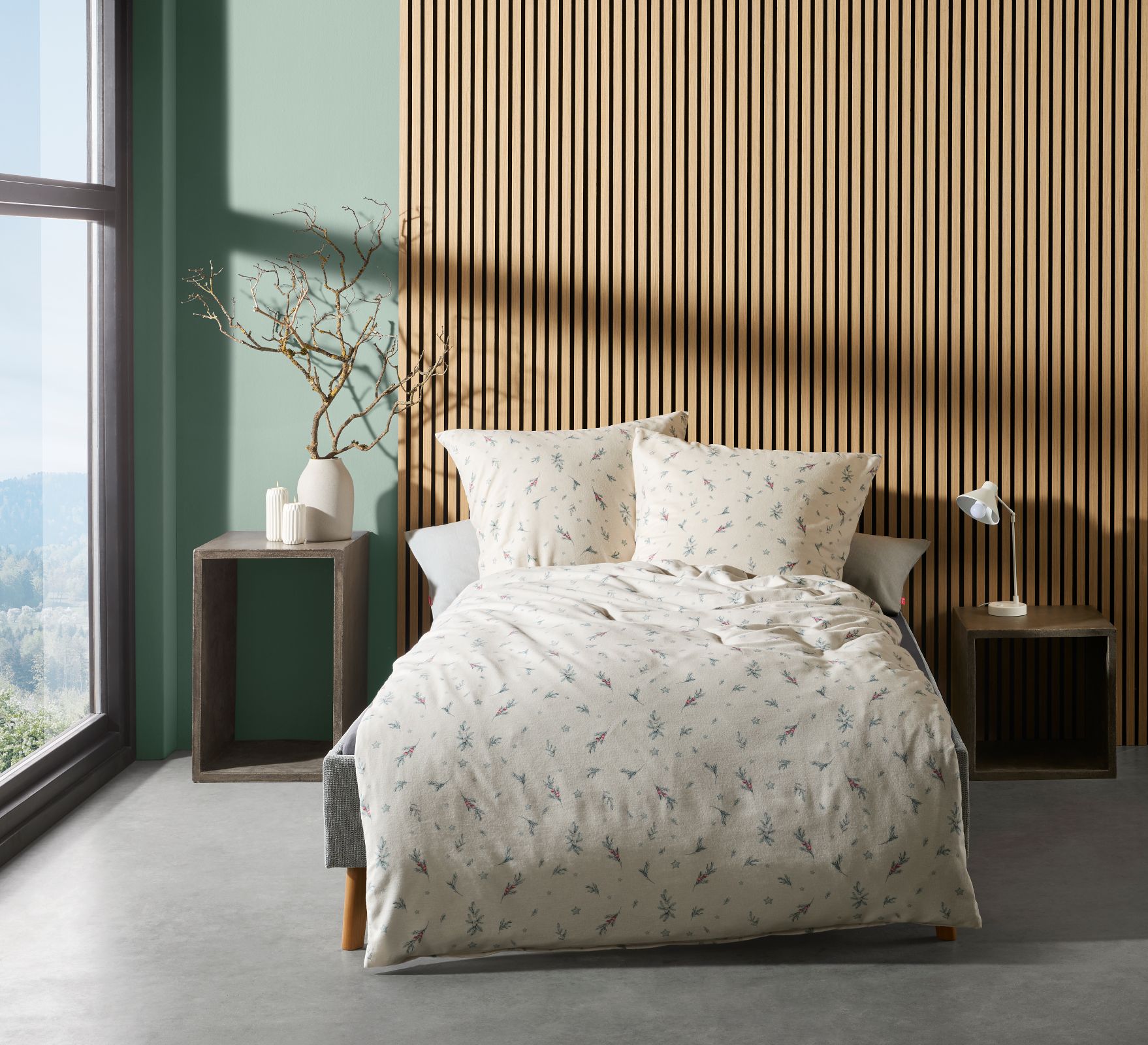 Fleuresse Aspen Biber Bettwäsche 155x220 Zweige Beeren Sterne beige 434556-01 von Fleuresse GmbH