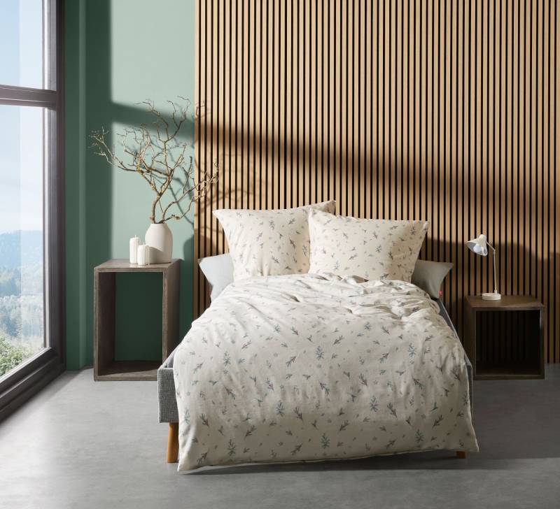 Fleuresse Aspen Biber Bettwäsche 155x220 Zweige Beeren Sterne beige 434556-01 von Fleuresse GmbH