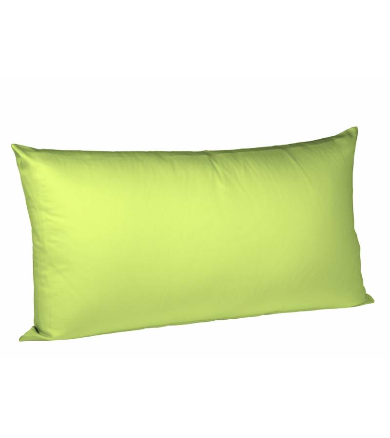 2 Stück Fleuresse Mako-Satin Kissenbezüge 40x60 cm uni mit RV DP 7041 apfelgrün von Fleuresse GmbH