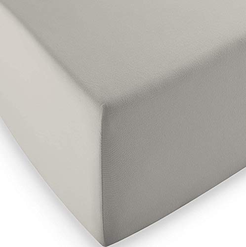 fleuresse 1119 XXL Jersey Stretch Spannbetttuch (96% Baumwolle, 4% Elasthan), mit Rumdumgummizug, Ökotex 100, für Matratzen bis 40 cm Höhe, 140 x 190-160 x 220 cm, Porzellan von fleuresse