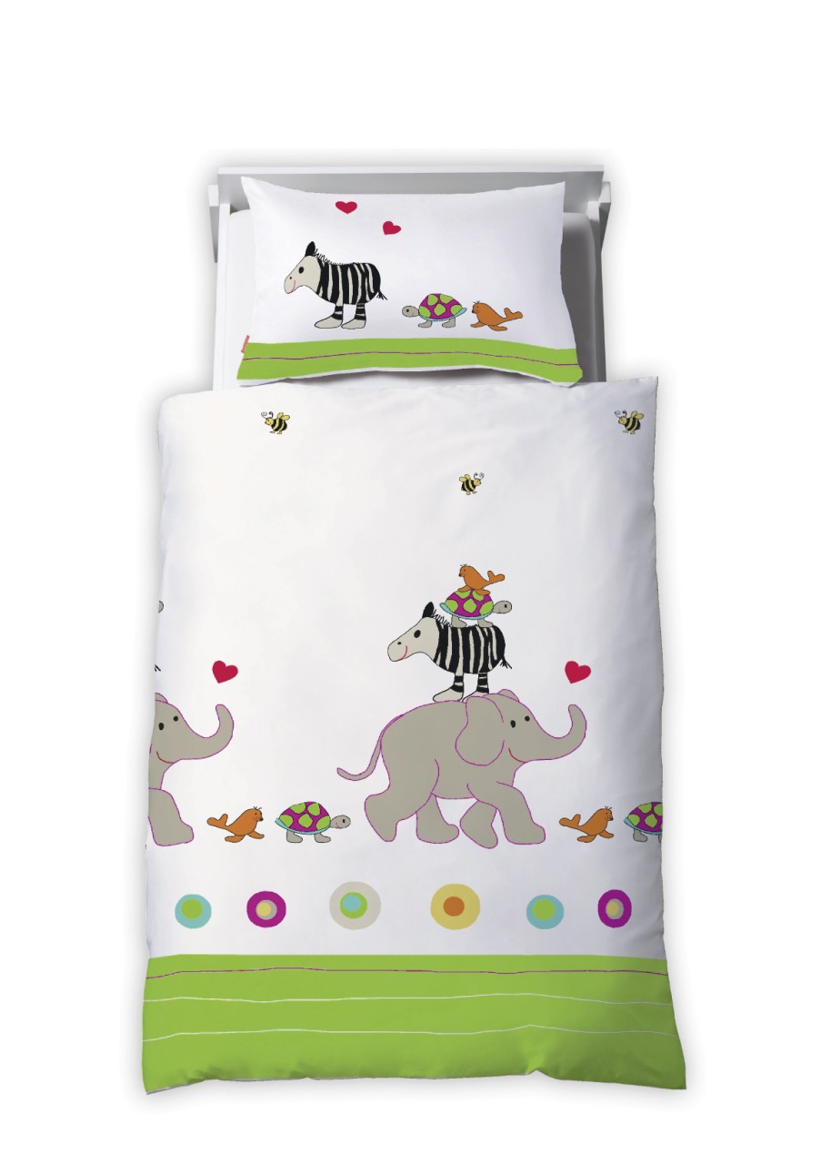 Fleuresse Kinder Baby Bettwäsche 100x135 cm Elefant Zerba Zoo grün weiß 14393... von Fleuresse