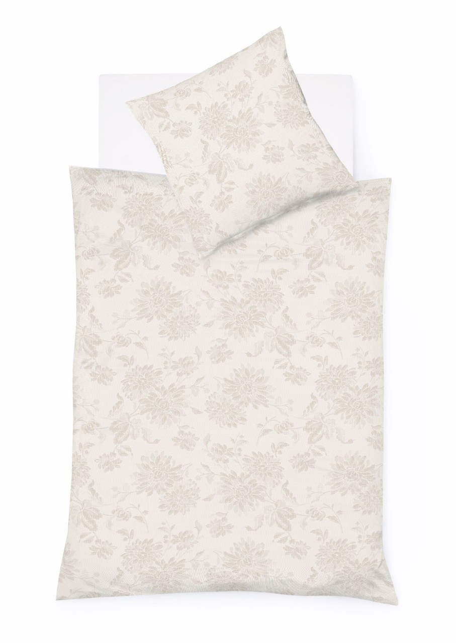 Fleuresse Lech Edelflanell Bettwäsche 155x220 Blumen beige mandel 604109-07 von Fleuresse