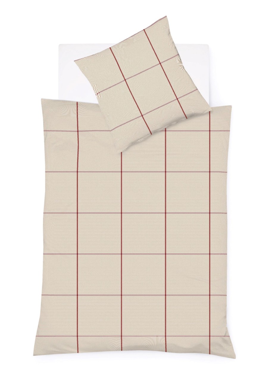 Fleuresse Lech Edelflanell Bettwäsche 200x220 Karo natur rot 604311-04 von Fleuresse GmbH